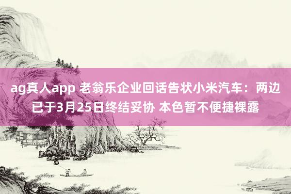 ag真人app 老翁乐企业回话告状小米汽车：两边已于3月25日终结妥协 本色暂不便捷裸露