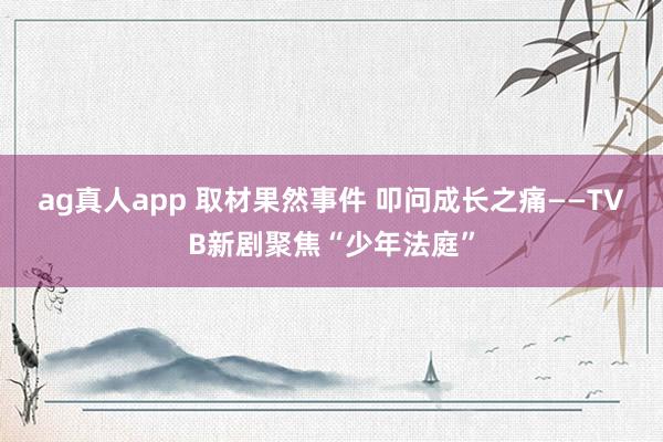 ag真人app 取材果然事件 叩问成长之痛——TVB新剧聚焦“少年法庭”