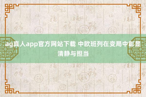 ag真人app官方网站下载 中欧班列在变局中彰显清静与担当