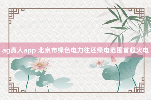 ag真人app 北京市绿色电力往还绿电范围首超火电