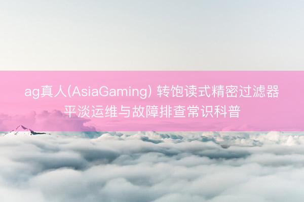 ag真人(AsiaGaming) 转饱读式精密过滤器平淡运维与故障排查常识科普