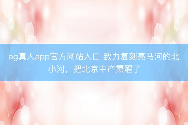 ag真人app官方网站入口 致力复刻亮马河的北小河，把北京中产熏醒了
