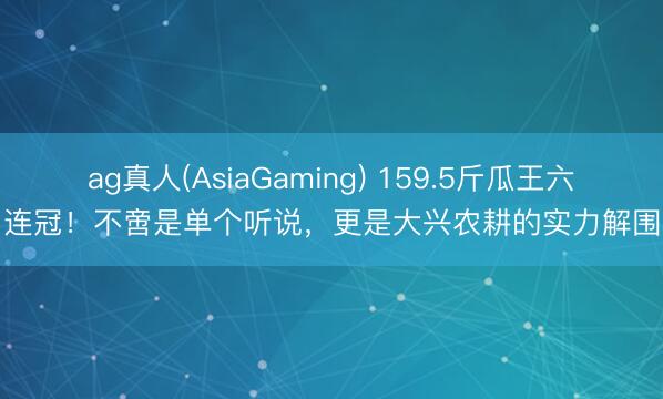 ag真人(AsiaGaming) 159.5斤瓜王六连冠！不啻是单个听说，更是大兴农耕的实力解围