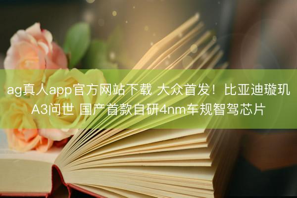 ag真人app官方网站下载 大众首发！比亚迪璇玑A3问世 国产首款自研4nm车规智驾芯片