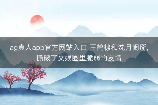 ag真人app官方网站入口 王鹤棣和沈月闹掰，撕破了文娱圈里脆弱的友情