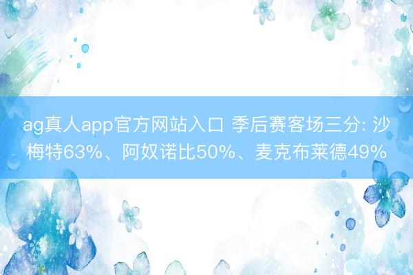 ag真人app官方网站入口 季后赛客场三分: 沙梅特63%、阿奴诺比50%、麦克布莱德49%