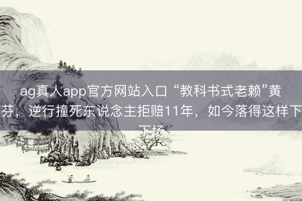 ag真人app官方网站入口 “教科书式老赖”黄淑芬，逆行撞死东说念主拒赔11年，如今落得这样下场