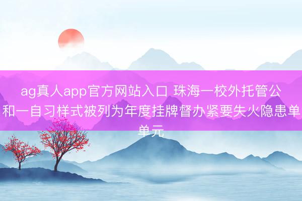 ag真人app官方网站入口 珠海一校外托管公司和一自习样式被列为年度挂牌督办紧要失火隐患单元